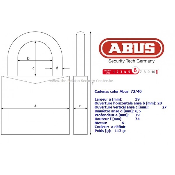 Cadenas Abus 72/40 Color