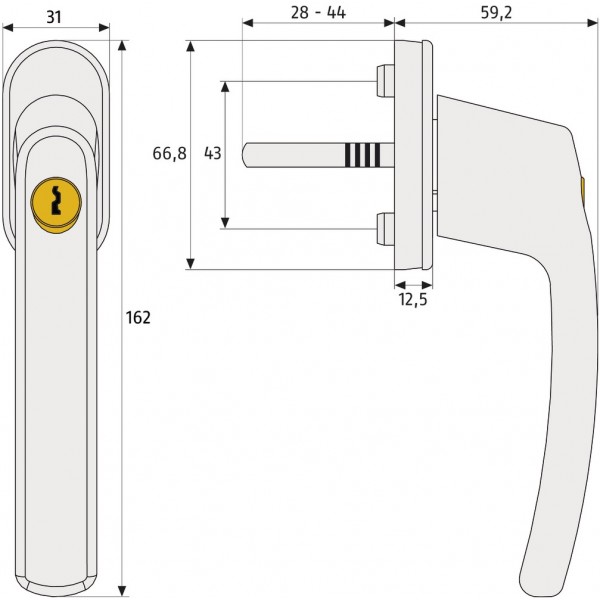 Poignée de fenêtre à clé Abus FG110 brun