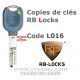 Copies de clés Loxcis sur code L016